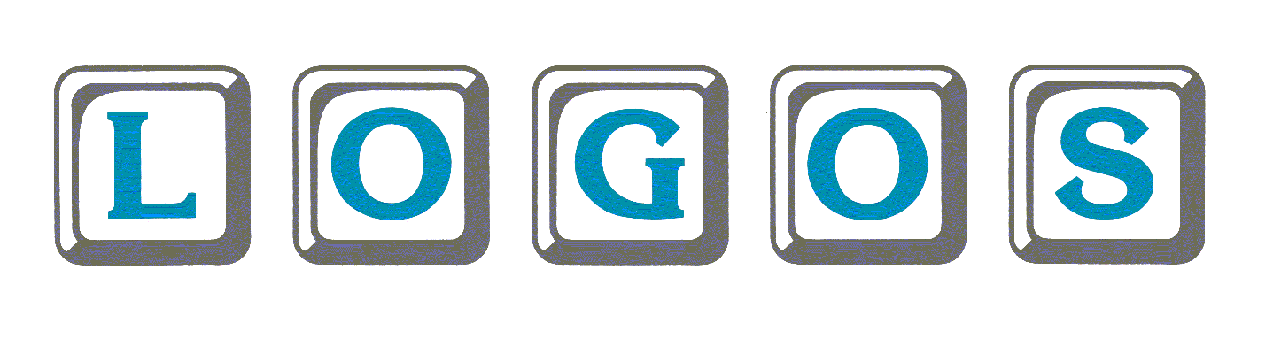 Logotipo original de LOGOS: cinco teclas con las letras L, O, G, O y S en azul